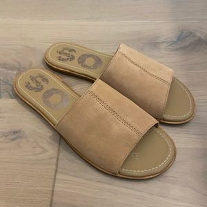 Sorel Tan Ella Suede Slides Size 10